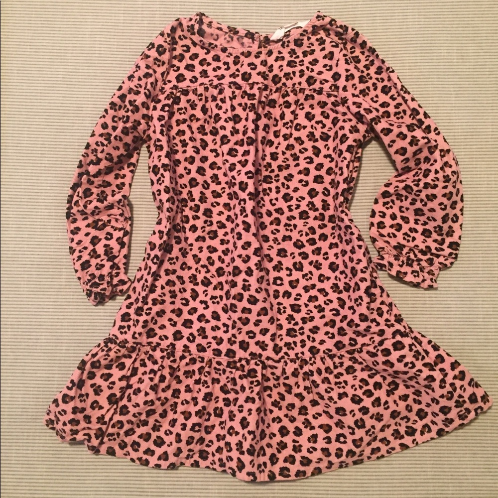 H&M girls pink leopard corduroy dress